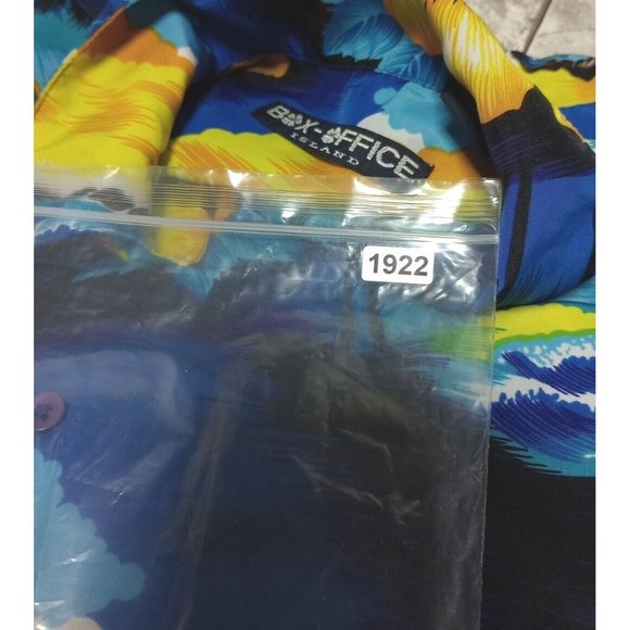 Box Office Island Men's Aloha Blue Hawaiian Shirt Size L Surfer Excellent Cond - Picture 11 of 12